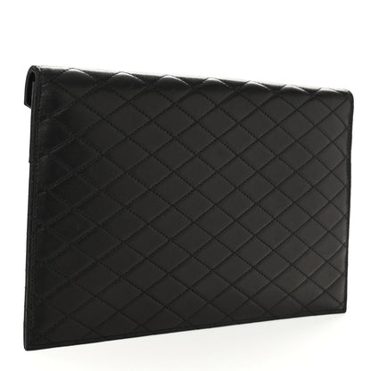 Saint Laurent Lambskin Quilted Double Flap Chain Pouch Black 3 of 9