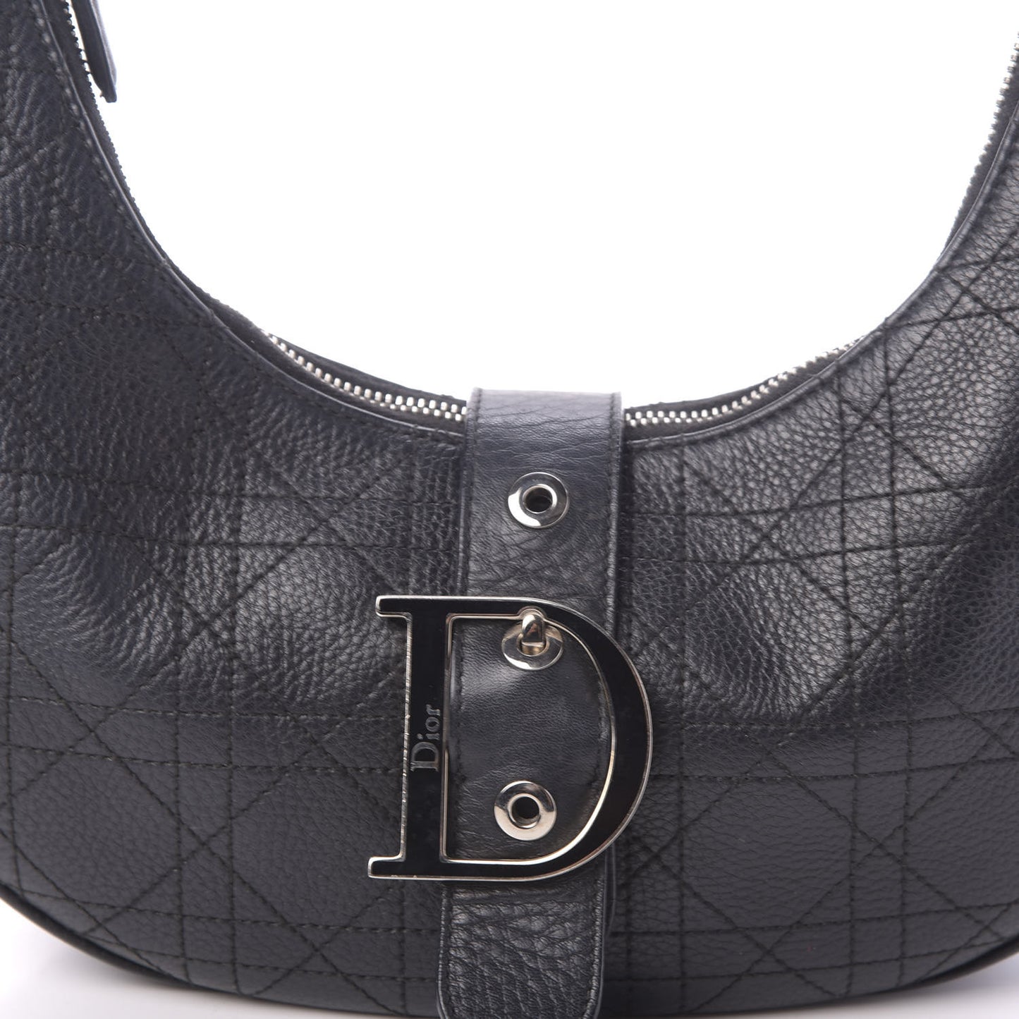Grained Calfskin Cannage Hobo Black