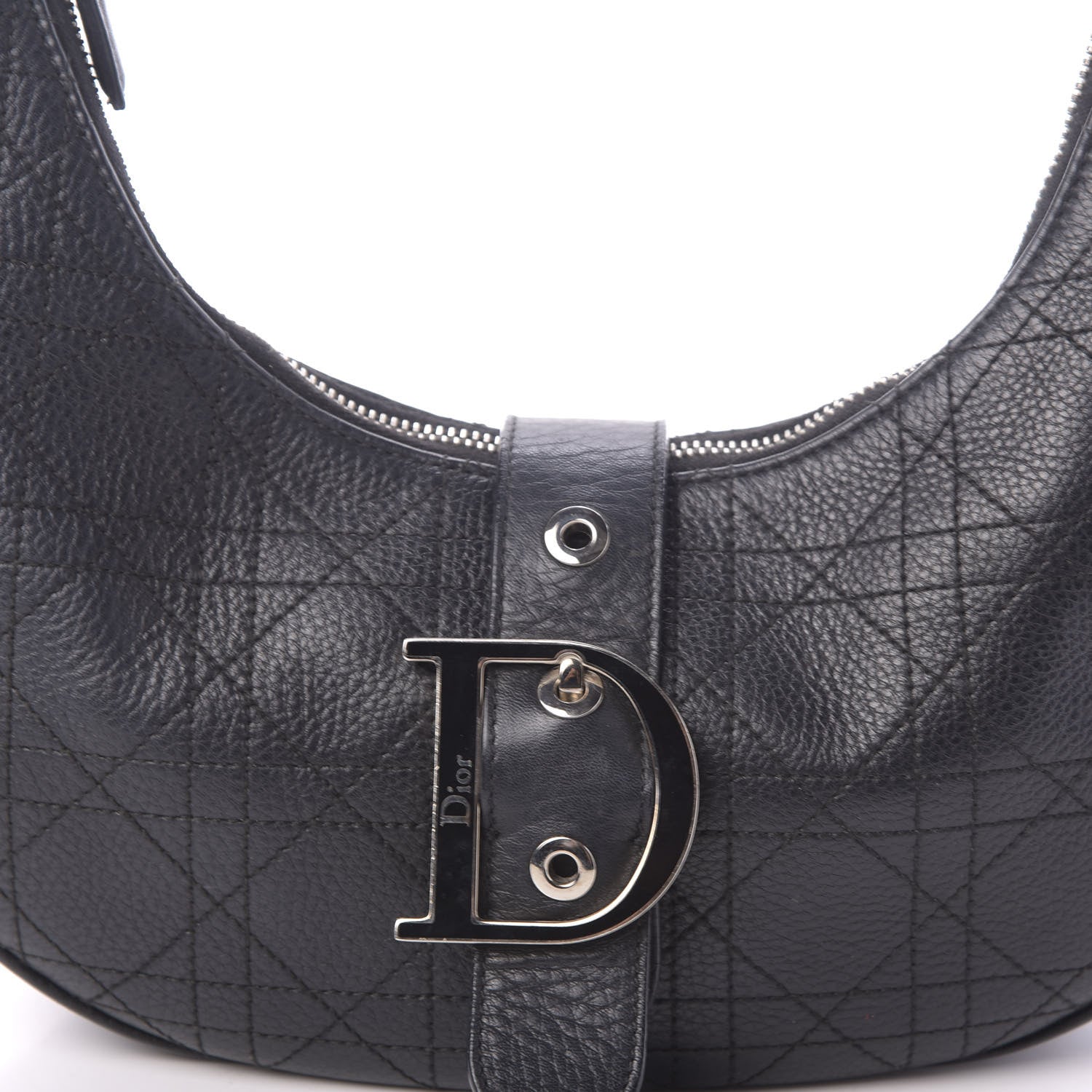 Christian Dior Grained Calfskin Cannage Hobo Black 11 of 11