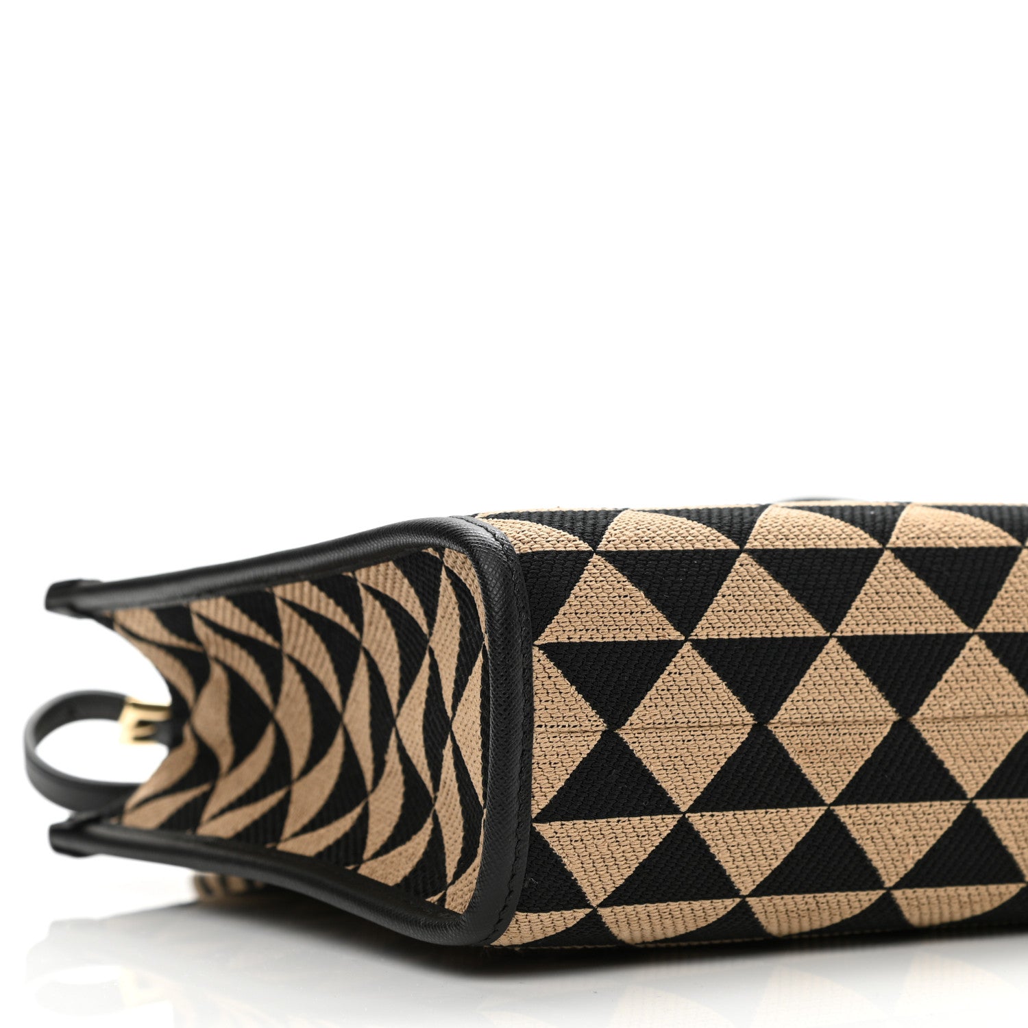 Prada Jacquard Saffiano Triangolo Symbole Embroidered Small Tote Black Corda 9 of 10