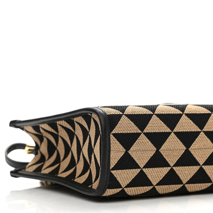 Prada Jacquard Saffiano Triangolo Symbole Embroidered Small Tote Black Corda 9 of 10