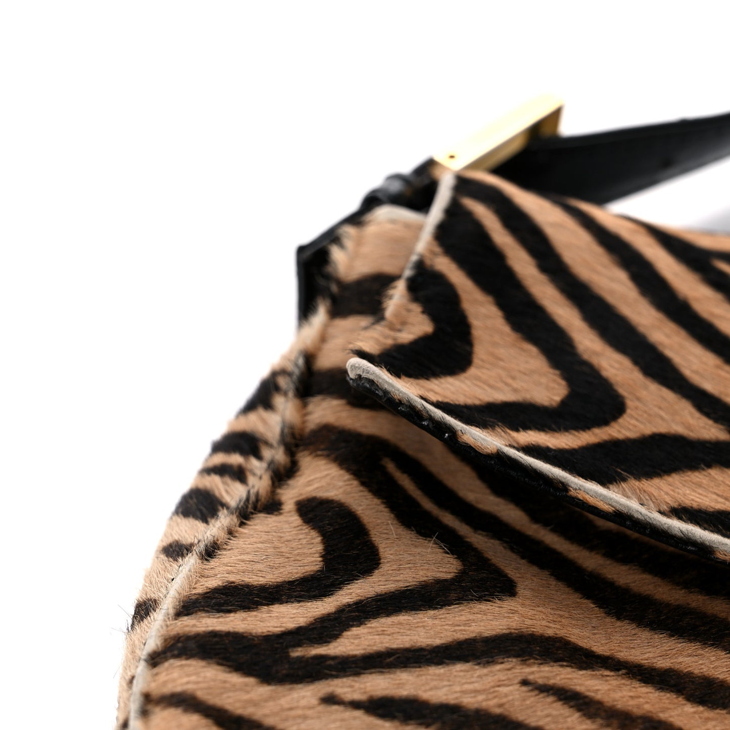 Calf Hair Zebra Print Baguette Brown