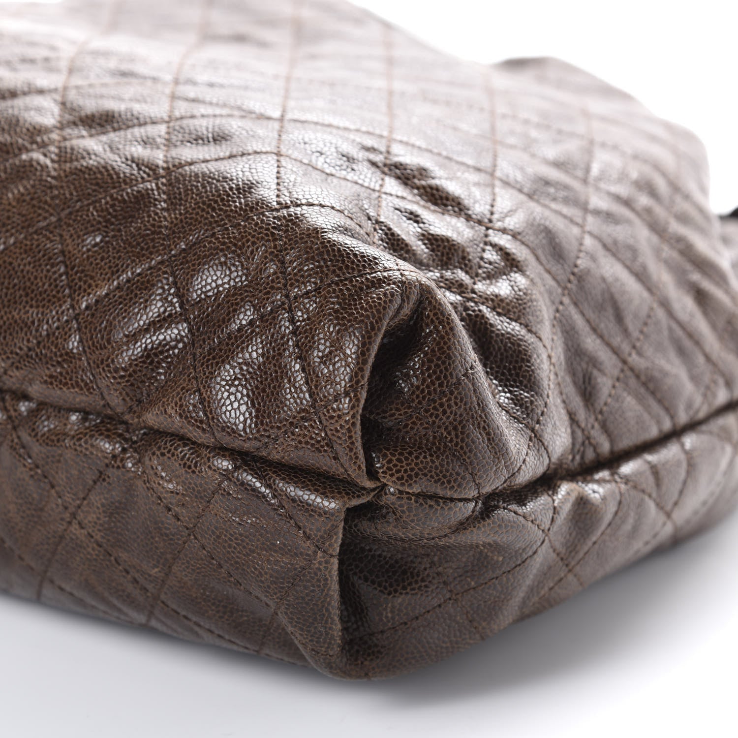Chanel Distressed Glazed Caviar Quilted Large Elastic Tote Brown 7 of 10
