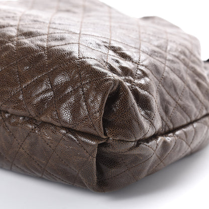 Chanel Distressed Glazed Caviar Quilted Large Elastic Tote Brown 7 of 10