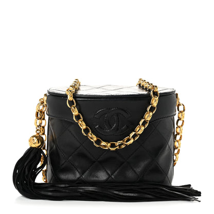 Chanel Lambskin Quilted Tassel Shoulder Bag Black 1 of 12