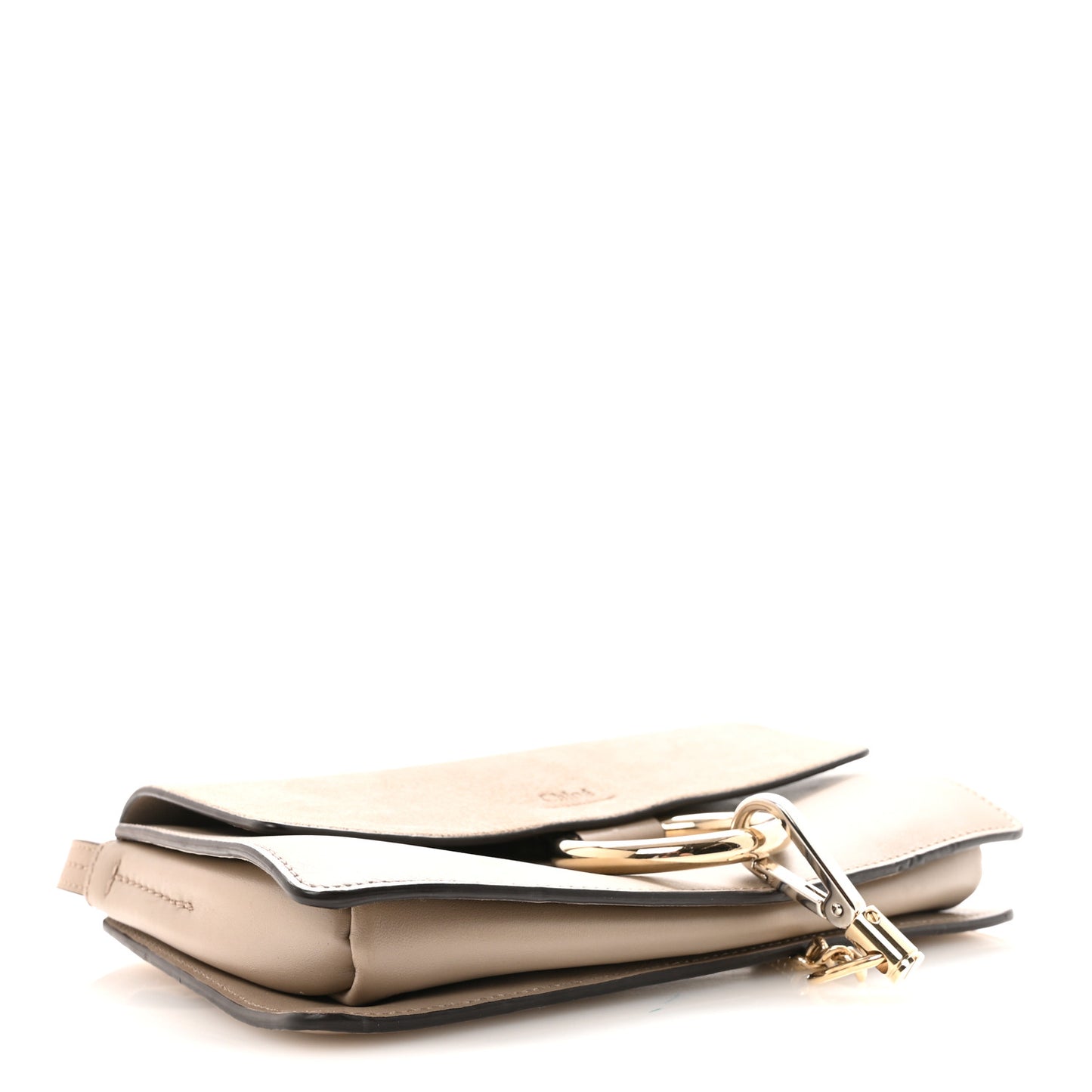 Suede Calfskin Small Faye Shoulder Bag Motty Grey