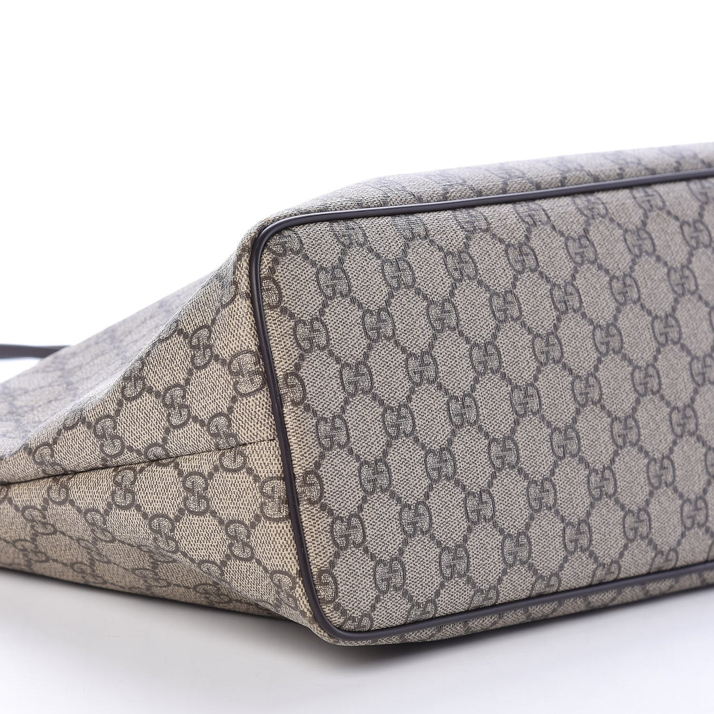 GG Supreme Monogram Medium Zippered Tote Dark Brown