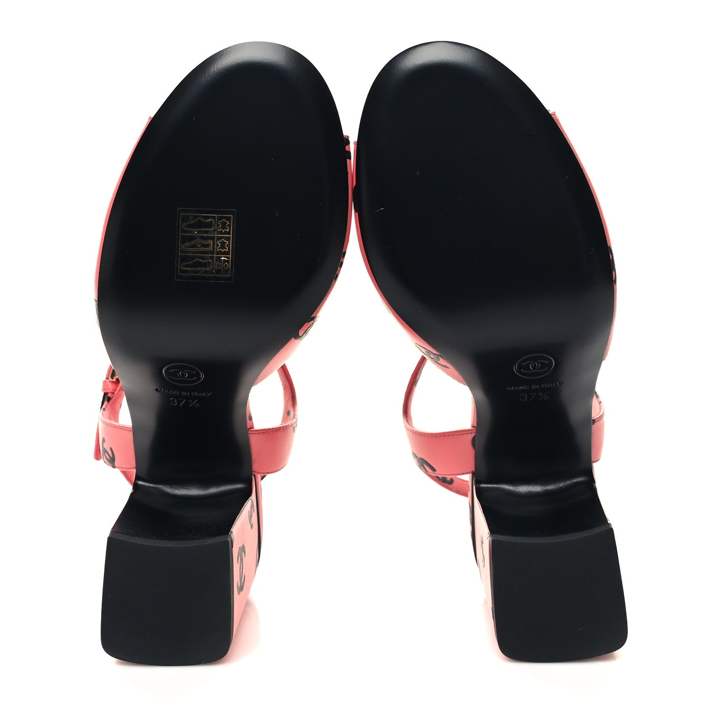 Printed Lambskin Coco Beach Sandals 37.5 Pink Black