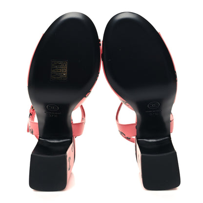 Chanel Printed Lambskin Coco Beach Sandals 37.5 Pink Black 5 of 9