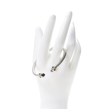 David Yurman Sterling Silver 14K Yellow Gold Amethyst Tourmaline Rhodolite 5mm Cable Renaissance Bracelet 2 of 5