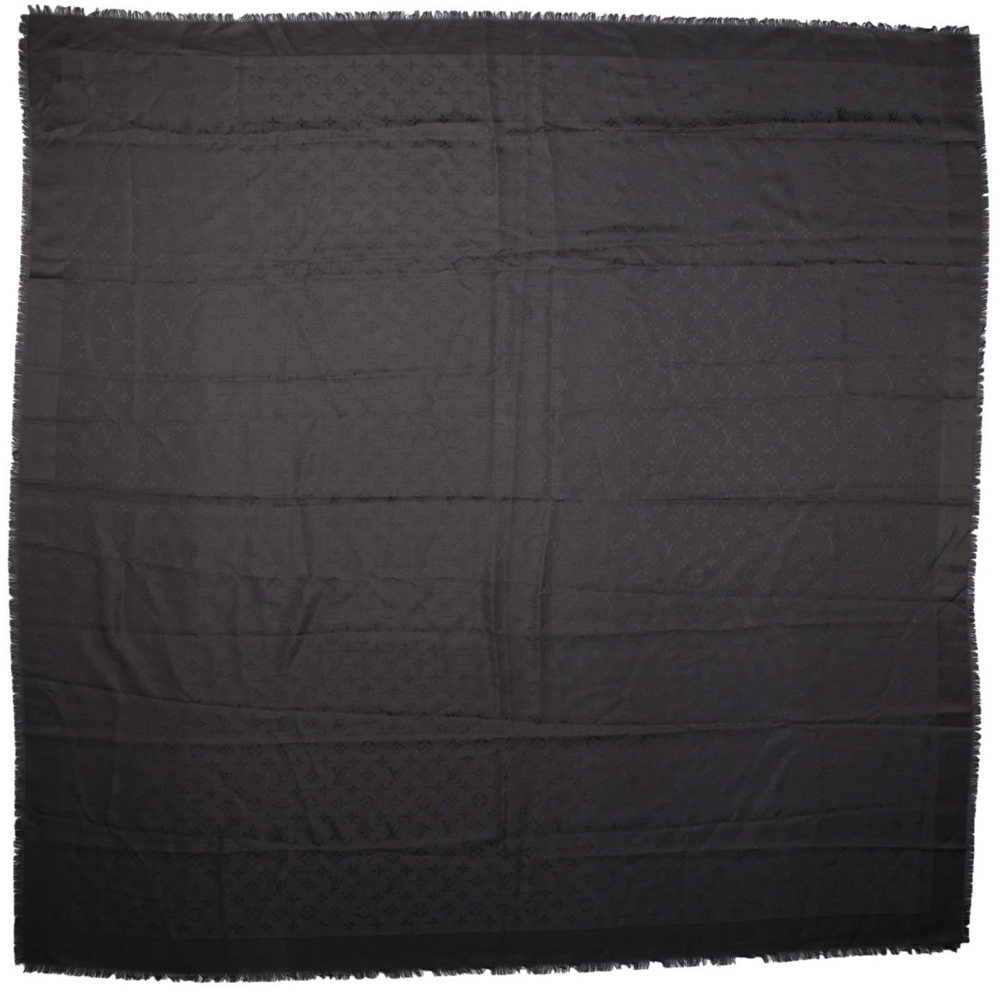Silk Monogram Butterfly Square Shawl Grey