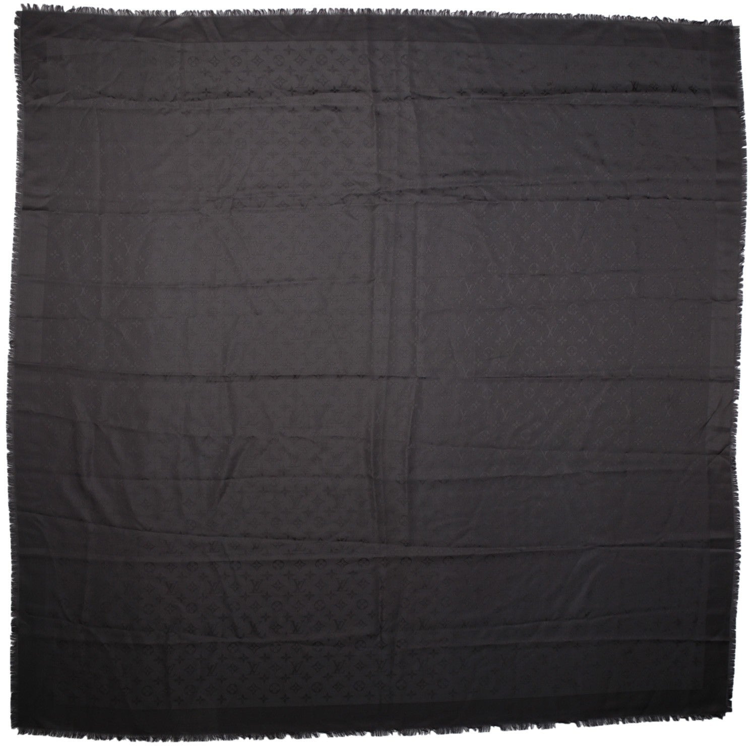Louis Vuitton Silk Monogram Butterfly Square Shawl Grey 3 of 5