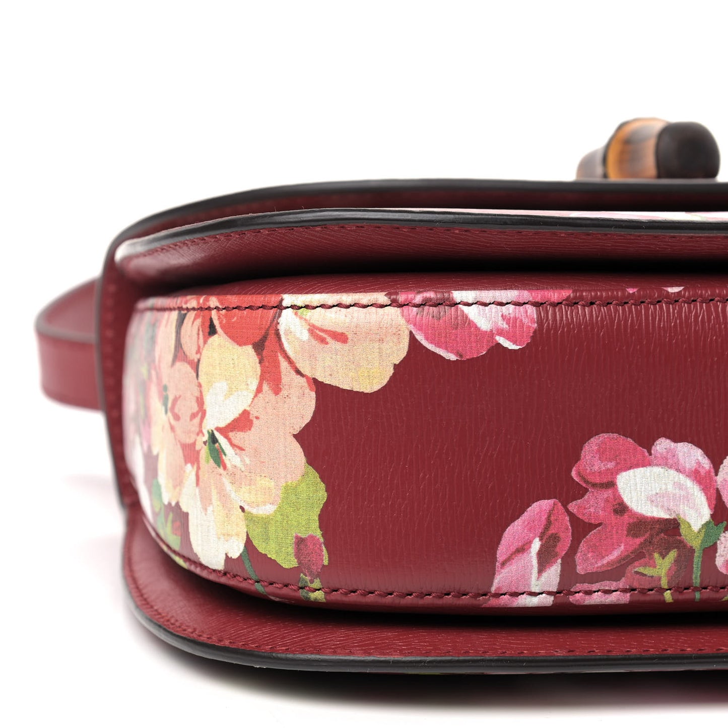 Shangai Calfskin Blooms Print Small Classic Bamboo Top Handle Bag Romantic Ceries Multicolor