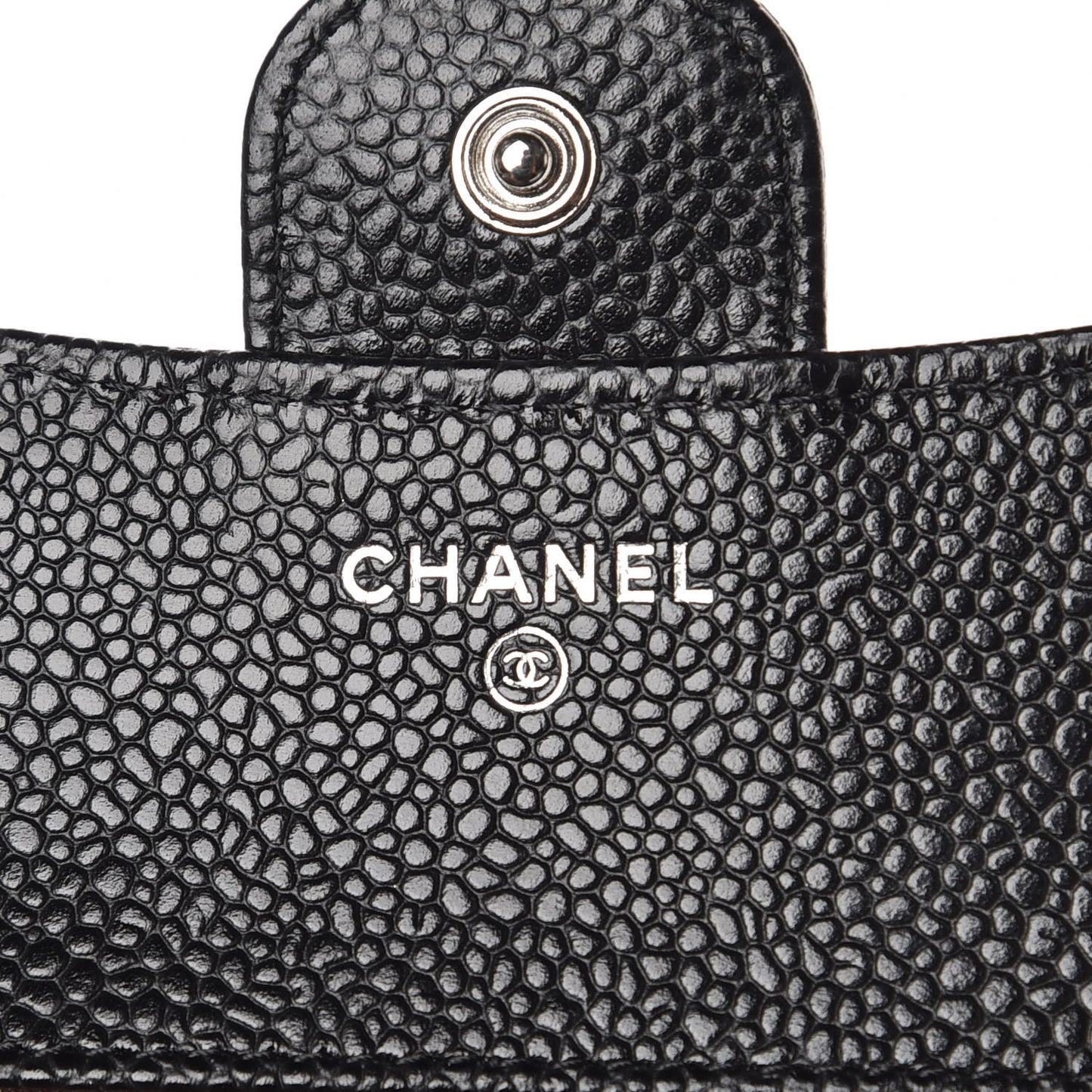 Caviar Quilted Compact Flap Wallet Black