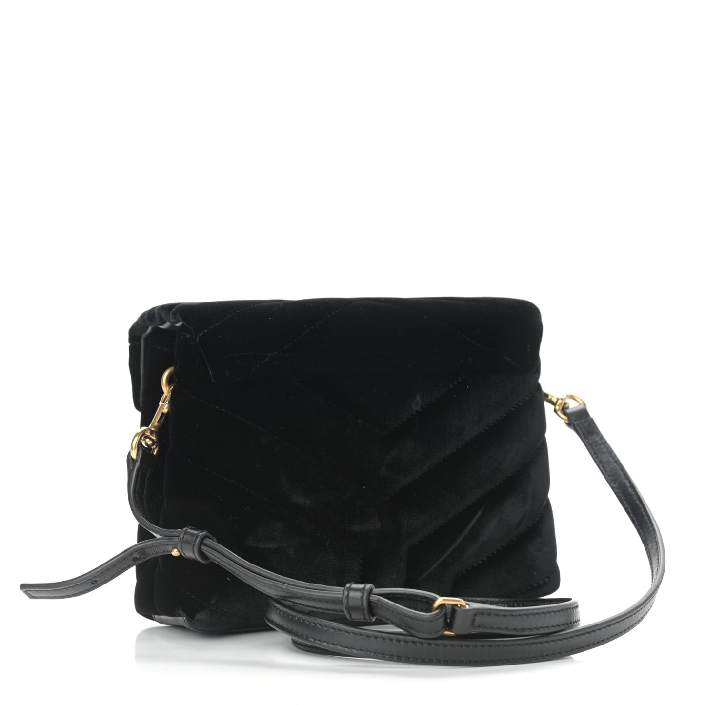 Velvet Y Quilted Monogram Toy Loulou Chain Satchel French Black