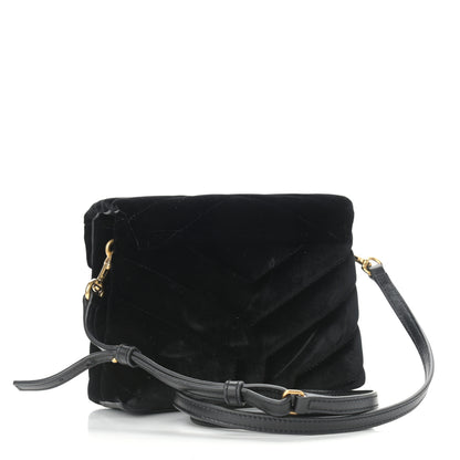 Saint Laurent Velvet Y Quilted Monogram Toy Loulou Chain Satchel French Black 3 of 11