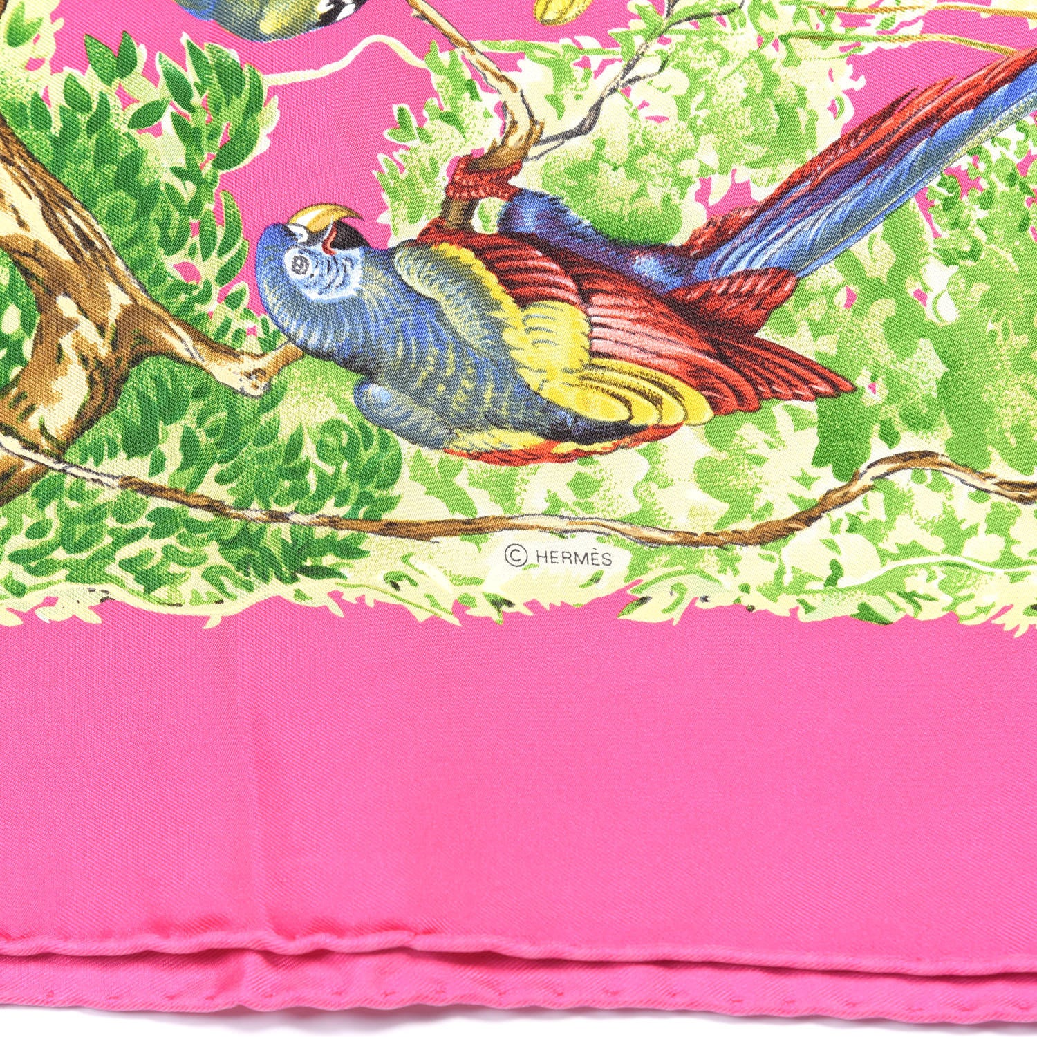 Hermes Silk Equateur Scarf 90 Rose Vif Vert Jaune 4 of 4