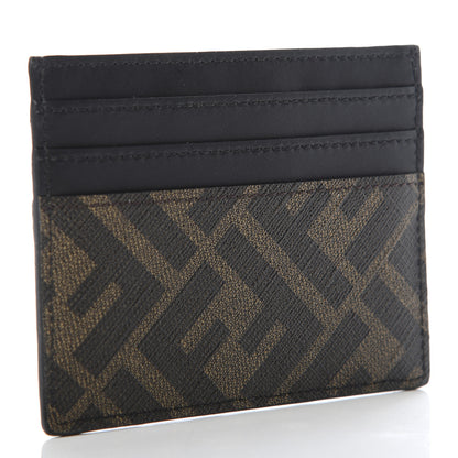 Fendi Glazed Fabric Vitello Liberty FF 1974 Diagonal Card Holder Tobacco Rosso Black 3 of 7
