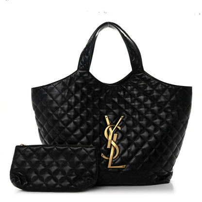 Saint Laurent Lambskin Quilted Maxi Icare Shopping Tote Black 1 of 14