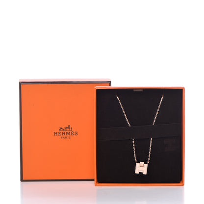 Hermes Rose Gold Lacquered Cage d'H Pendant Necklace Black 7 of 7