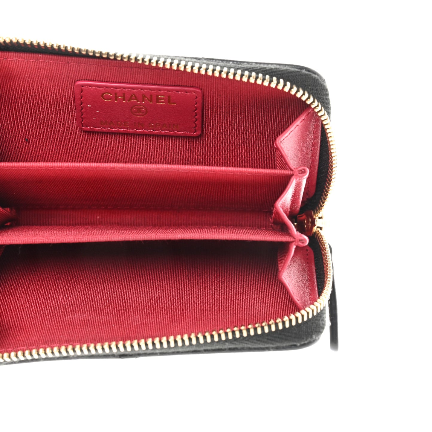 Lambskin Quilted Chanel 19 Zip Around Coin Purse Wallet Black
