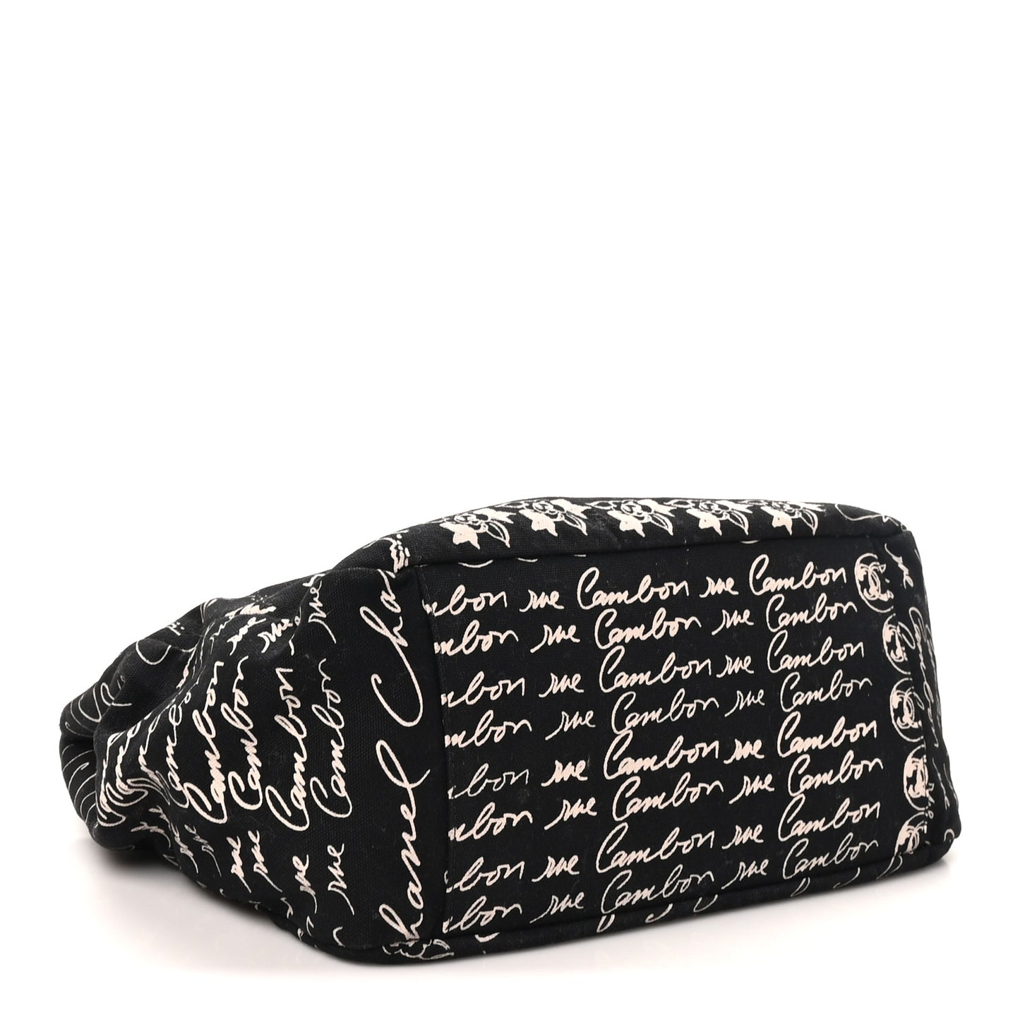 Canvas Camellia Flower Tote Black Black