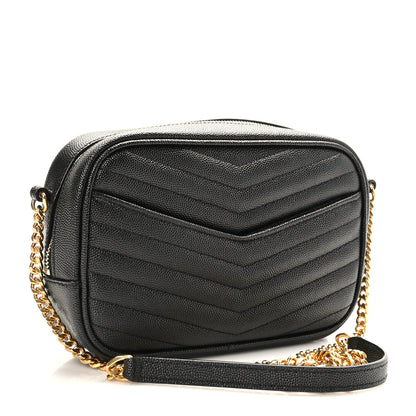 Saint Laurent Grain De Poudre Matelasse Monogram Mini Lou Camera Bag Black 3 of 9