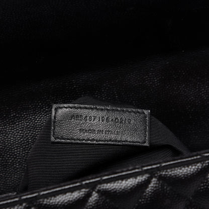 Saint Laurent Grain De Poudre Textured Mixed Matelasse Large Triquilt Monogram Monochrome Satchel Black 8 of 11