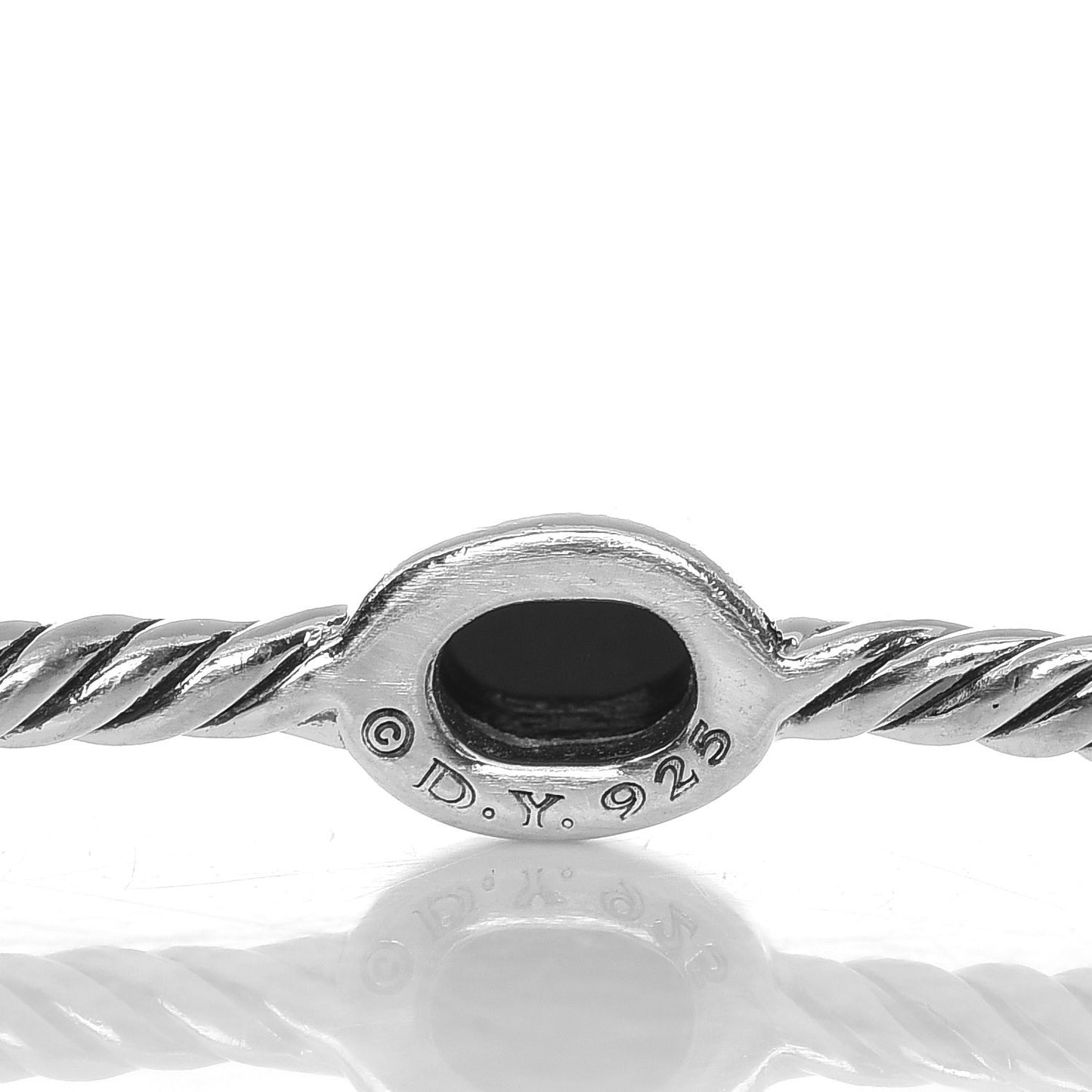 Sterling Silver Color Classics 4 Station Bangle Black Onyx