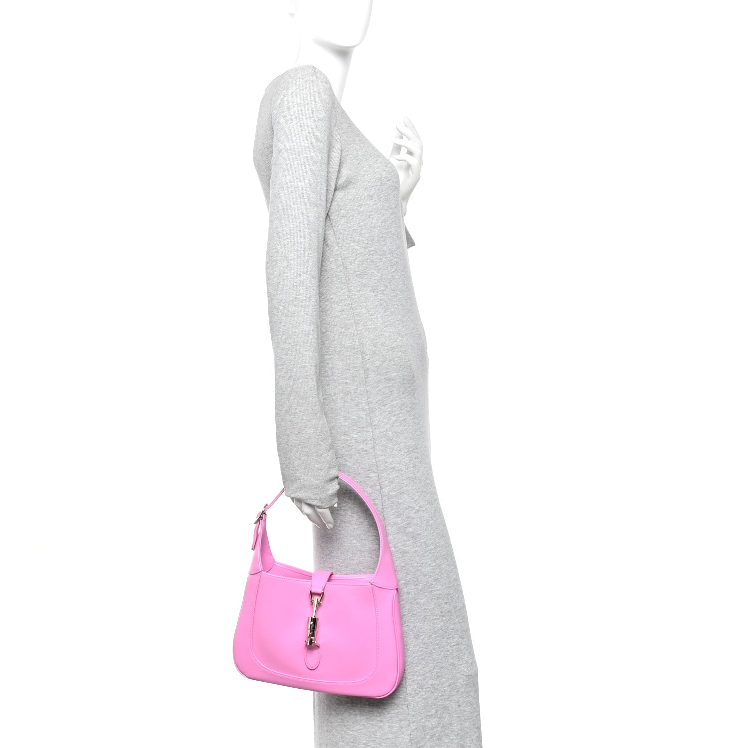 Gucci Ancora Calfskin Web Medium Jackie 1961 Hobo Pink 2 of 14