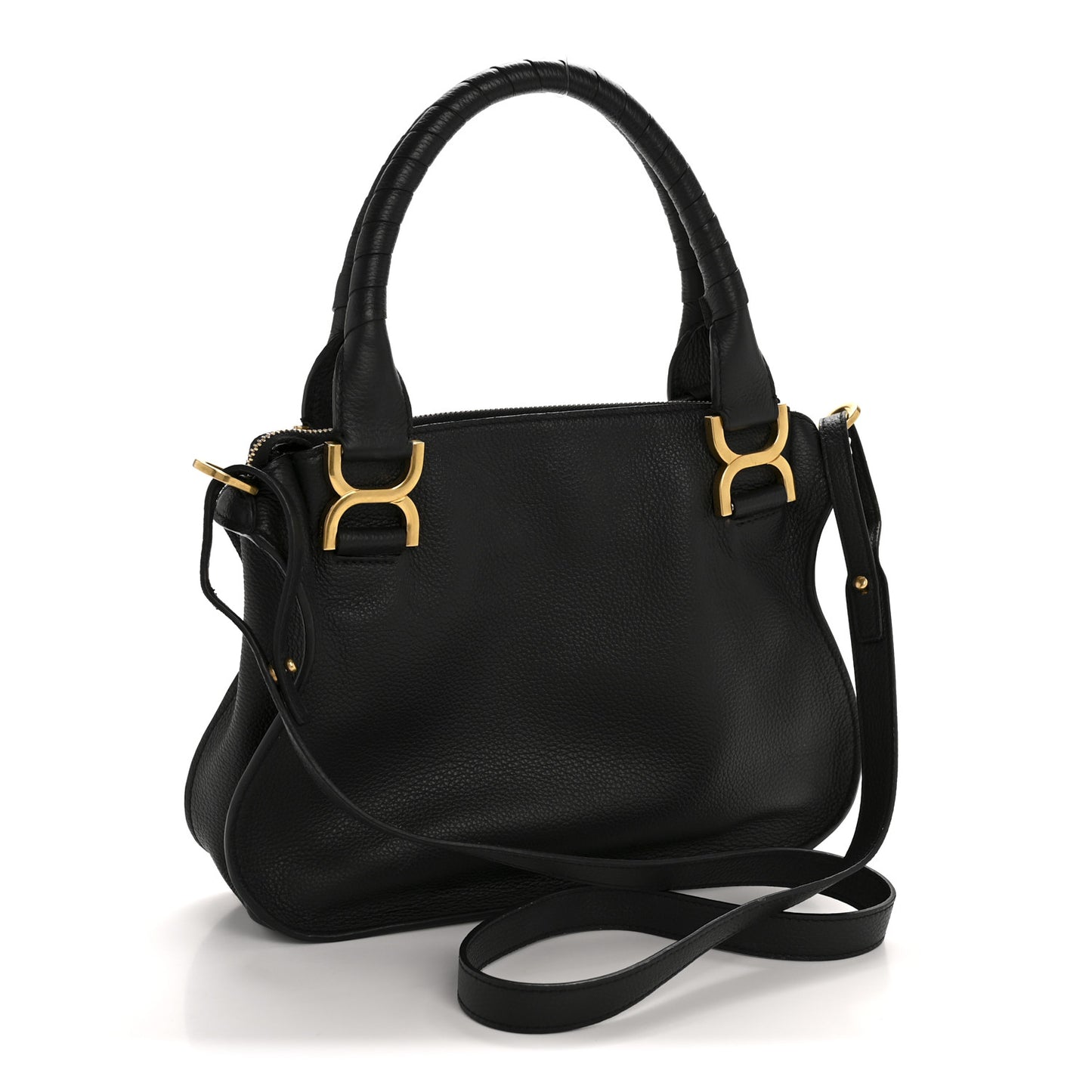 Calfskin Small Marcie Satchel Black