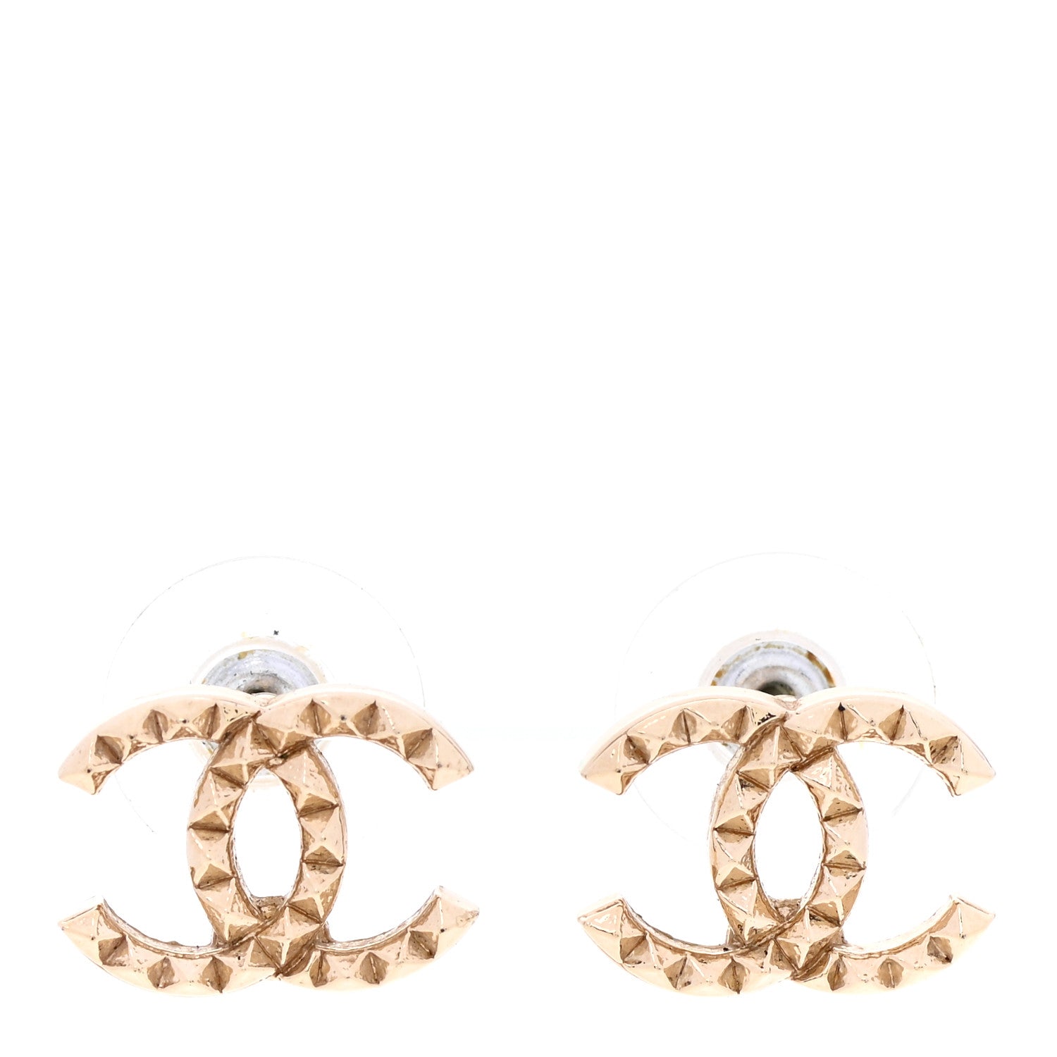 Chanel Metal Textured CC Earrings Gold 1 of 5