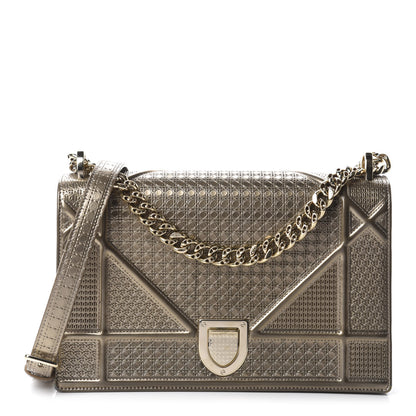 Christian Dior Metallic Patent Micro-Cannage Medium Diorama Flap Bag Gold 1 of 9
