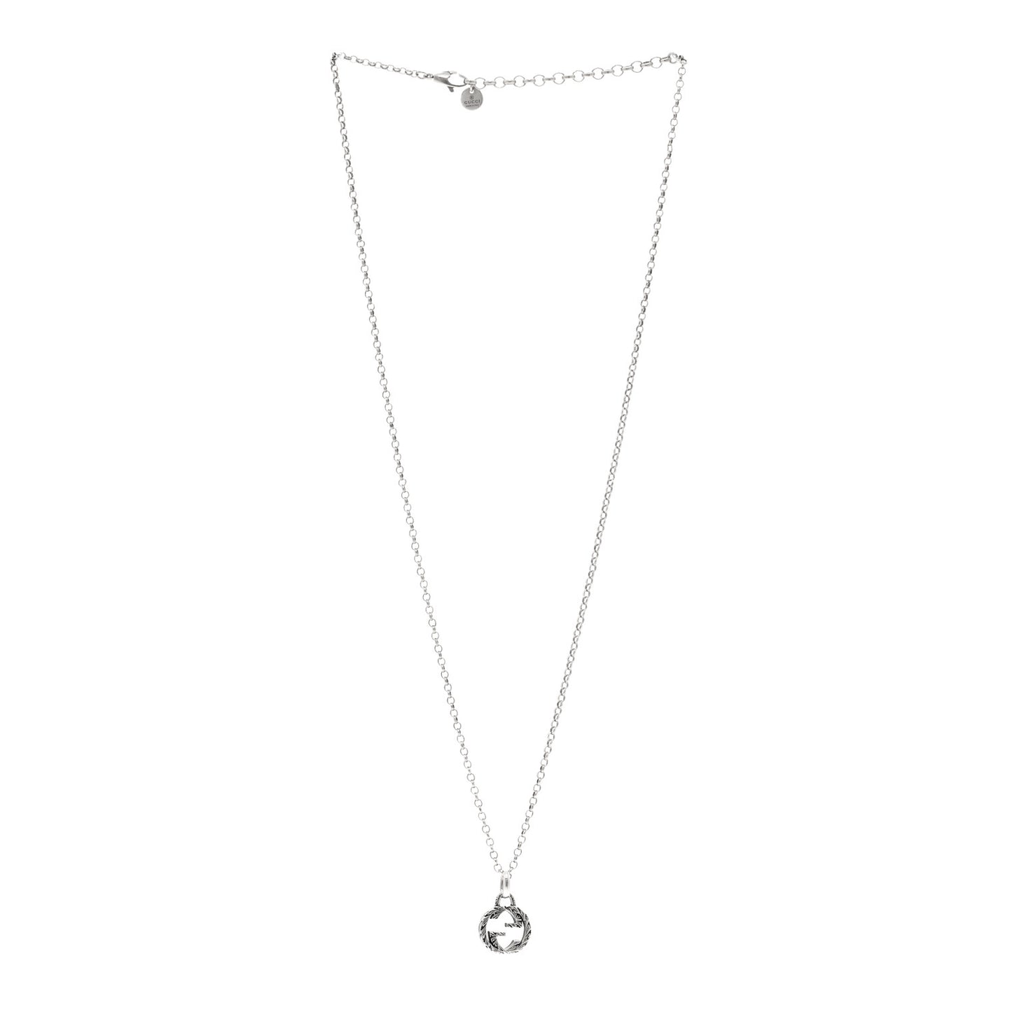 Sterling Silver Small Textured Interlocking G Pendant Necklace