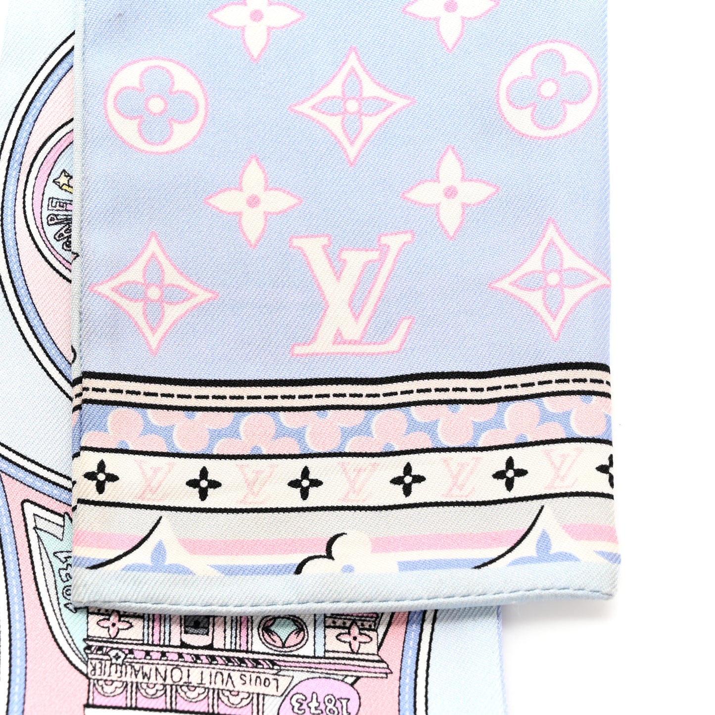 Silk Monogram Louis In A Comic Bandeau Bleu