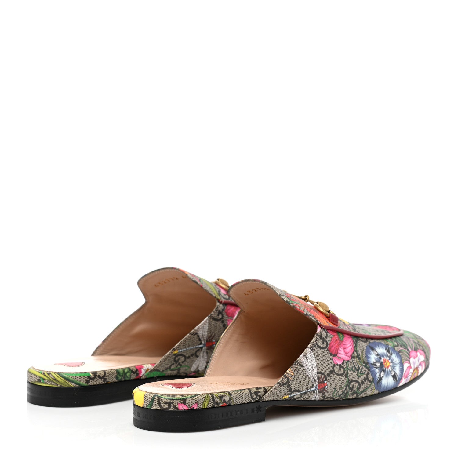 Gucci GG Supreme Monogram Flora Womens Princetown Slippers 40 Beige Ebony Multicolor Rosso 4 of 8