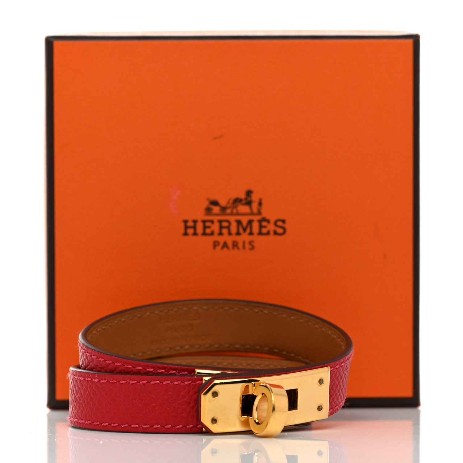 Hermes Epsom Kelly Double Tour Bracelet S Rouge Casaque 7 of 7