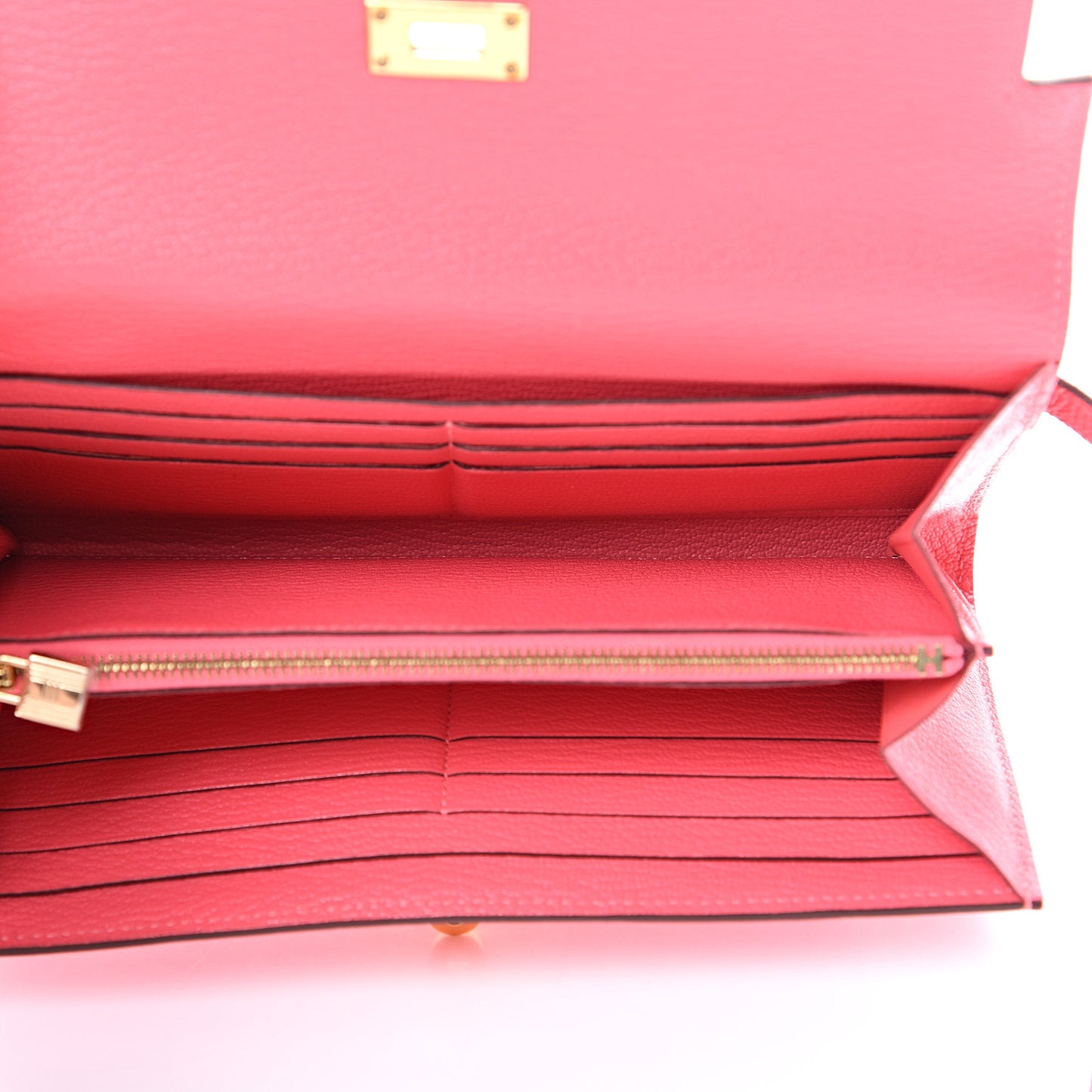 Chevre Mysore Kelly Longue Wallet Rose Lipstick