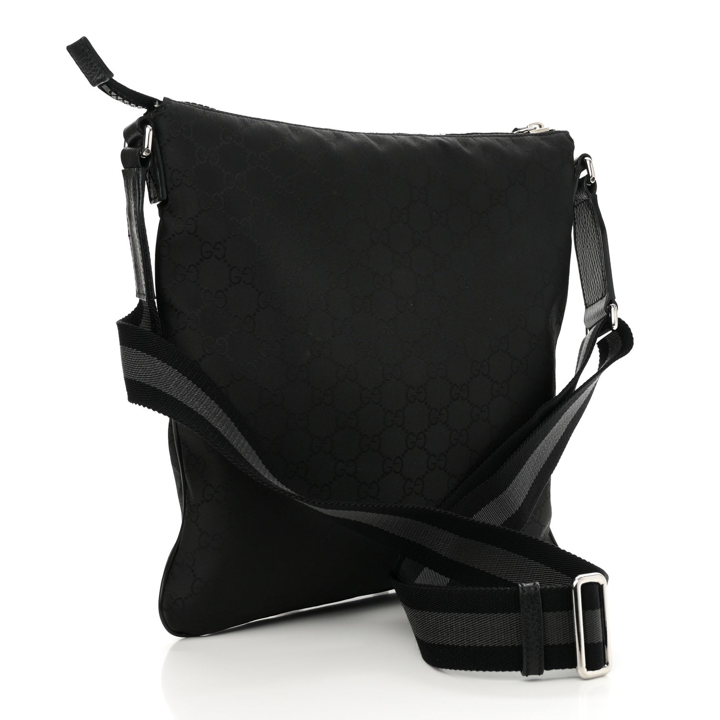 Nylon Monogram Medium Flat Messenger Bag Black