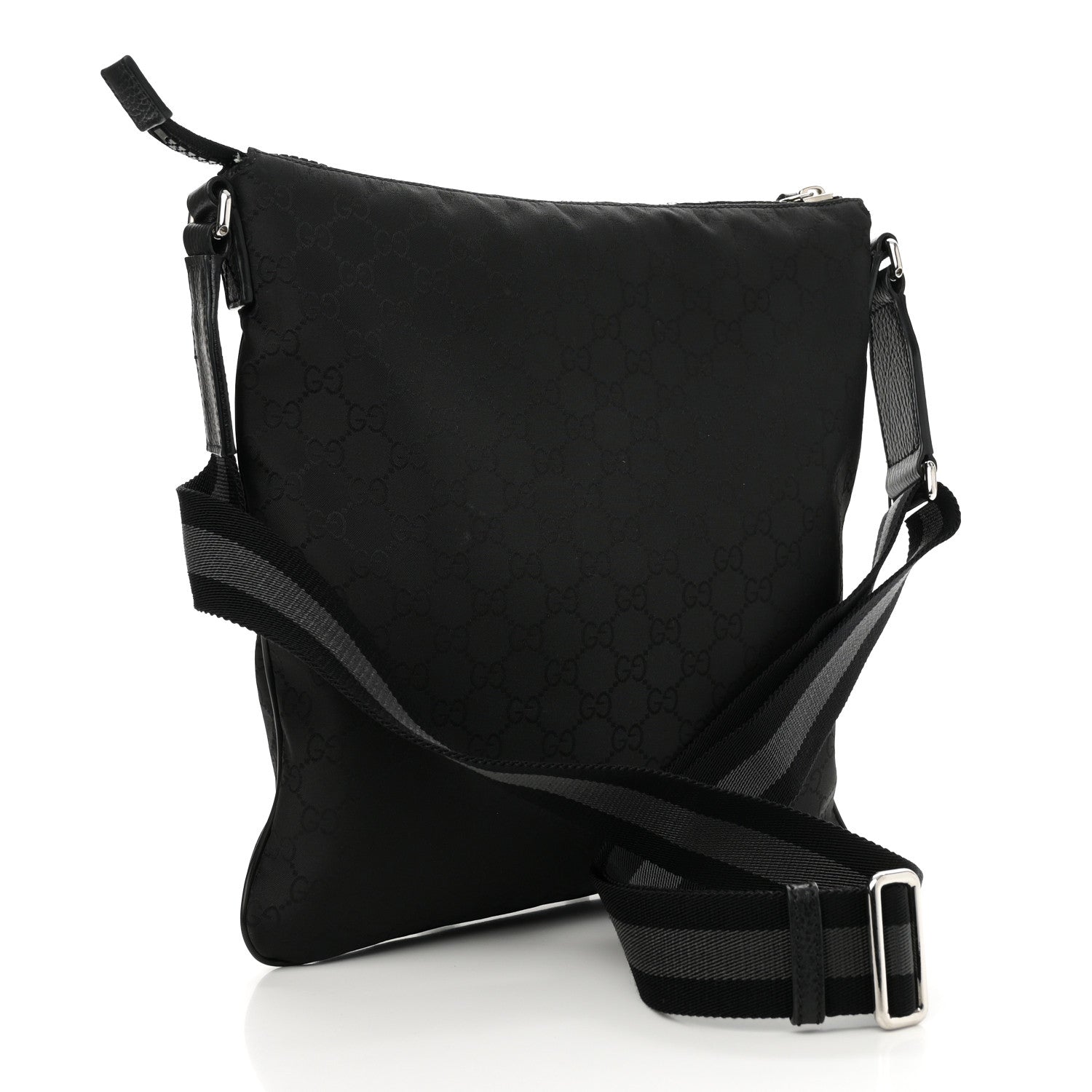 Gucci Nylon Monogram Medium Flat Messenger Bag Black 3 of 10