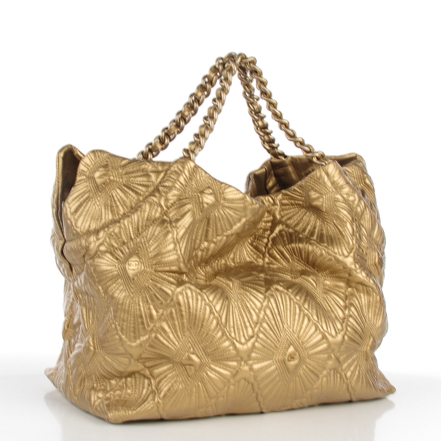 Chanel Calfskin Embroidered Ca D’Oro Tote Gold 3 of 7