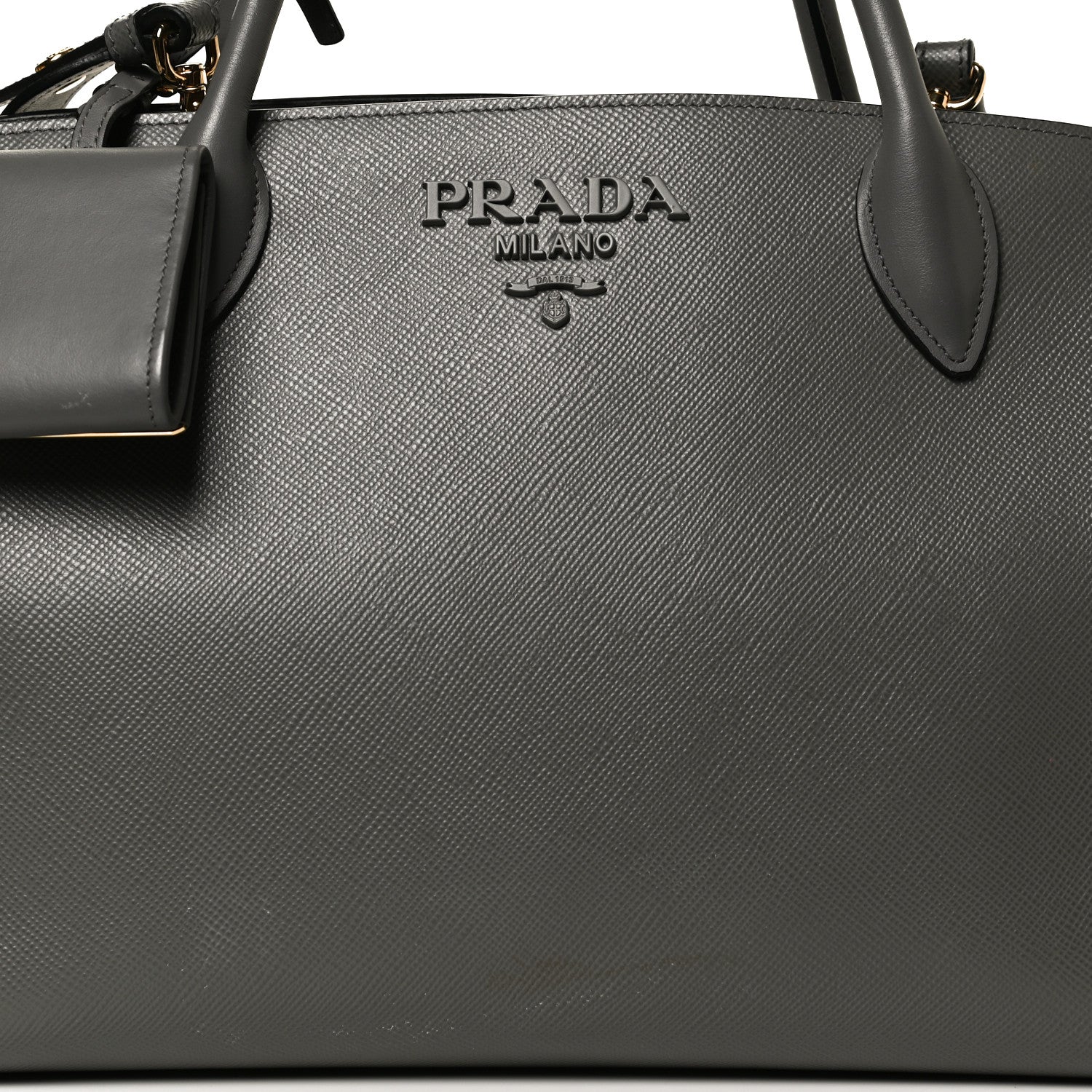 Prada Saffiano Cuir Calfskin Medium Monochrome Top Handle Tote Talco 8 of 12