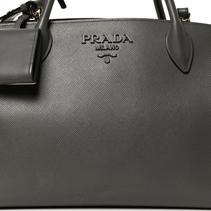 Prada Saffiano Cuir Calfskin Medium Monochrome Top Handle Tote Talco 8 of 12
