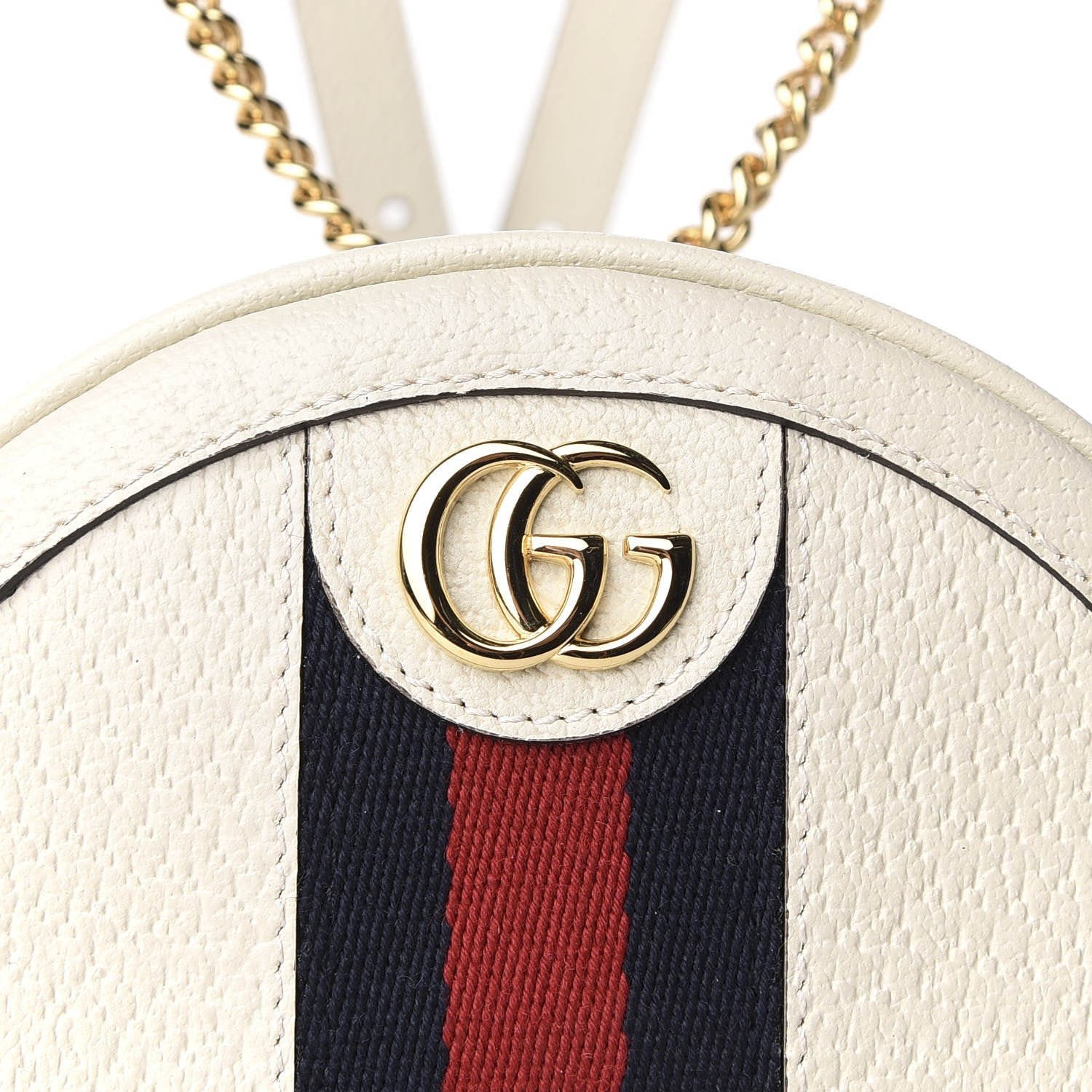 Gucci Textured Calfskin Web Mini Ophidia Round Backpack Mystic White 8 of 9