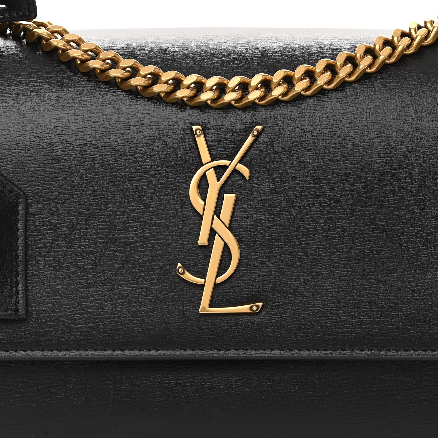 Saint Laurent Smooth Calfskin Medium Monogram Sunset Satchel Black 8 of 10