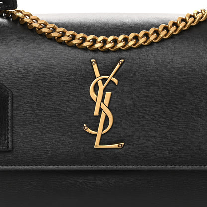 Saint Laurent Smooth Calfskin Medium Monogram Sunset Satchel Black 8 of 10