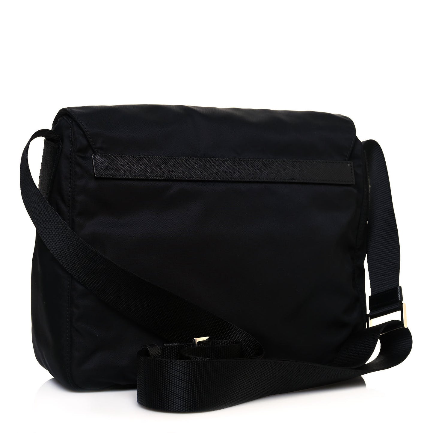 Tessuto Nylon Single Buckle Messenger Bag Black