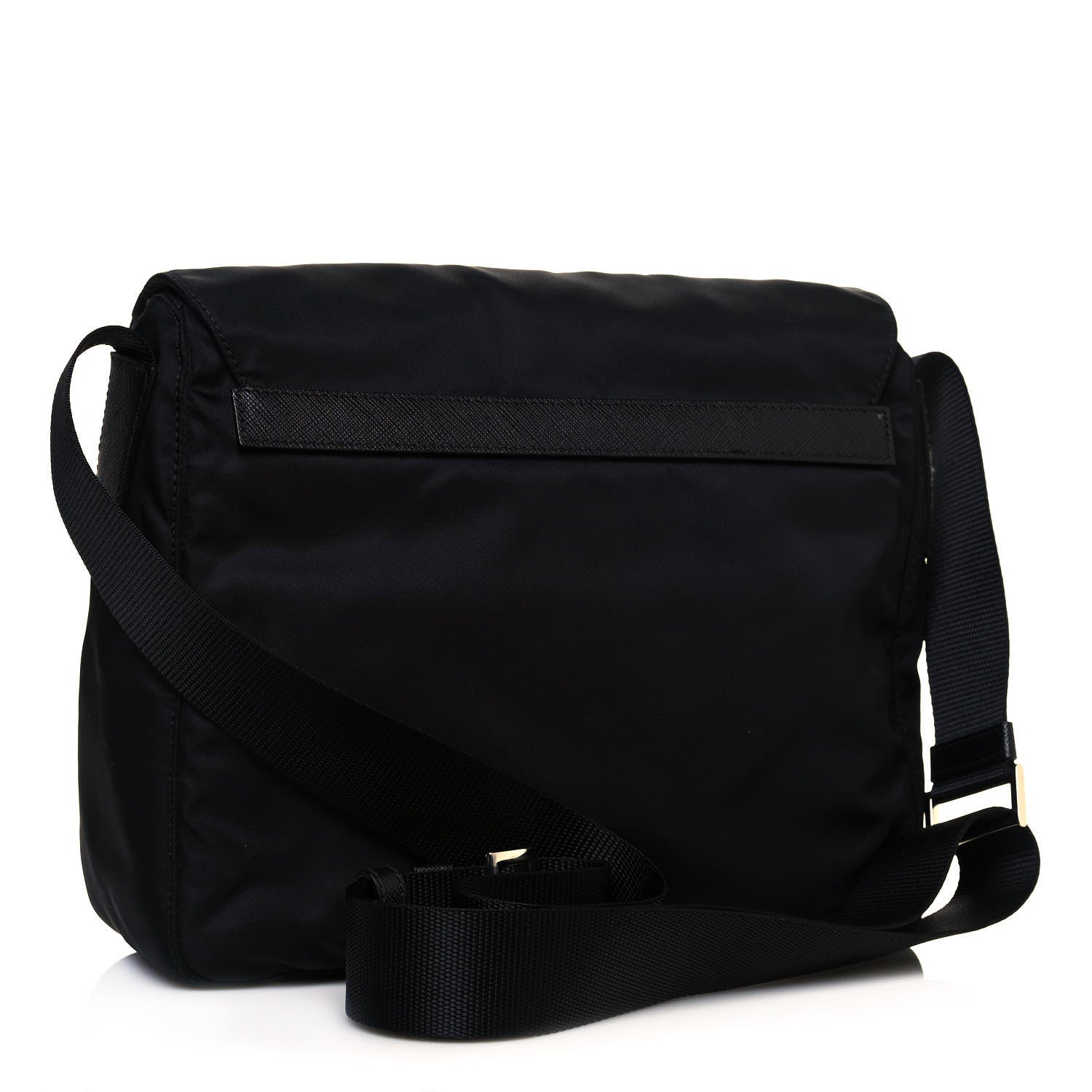 Prada Tessuto Nylon Single Buckle Messenger Bag Black 3 of 12