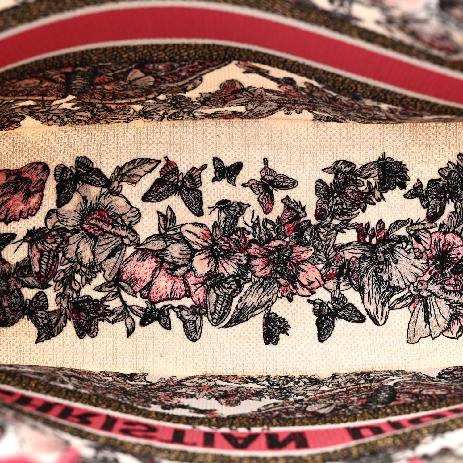 Christian Dior Canvas Embroidered Medium Butterfly Print Book Tote Multicolor 5 of 14
