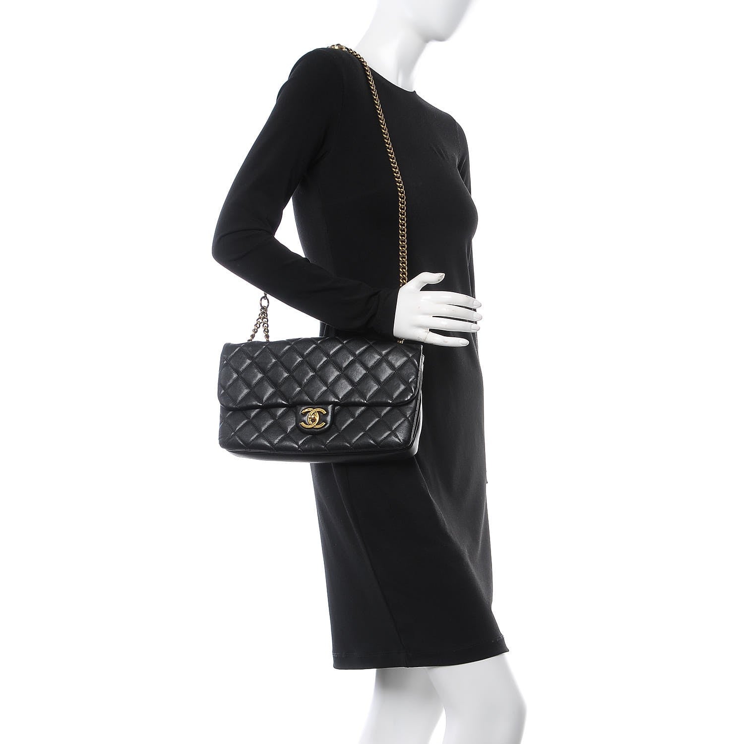 Chanel Calfskin Quilted Medium CC Crown Flap Black 2 of 9